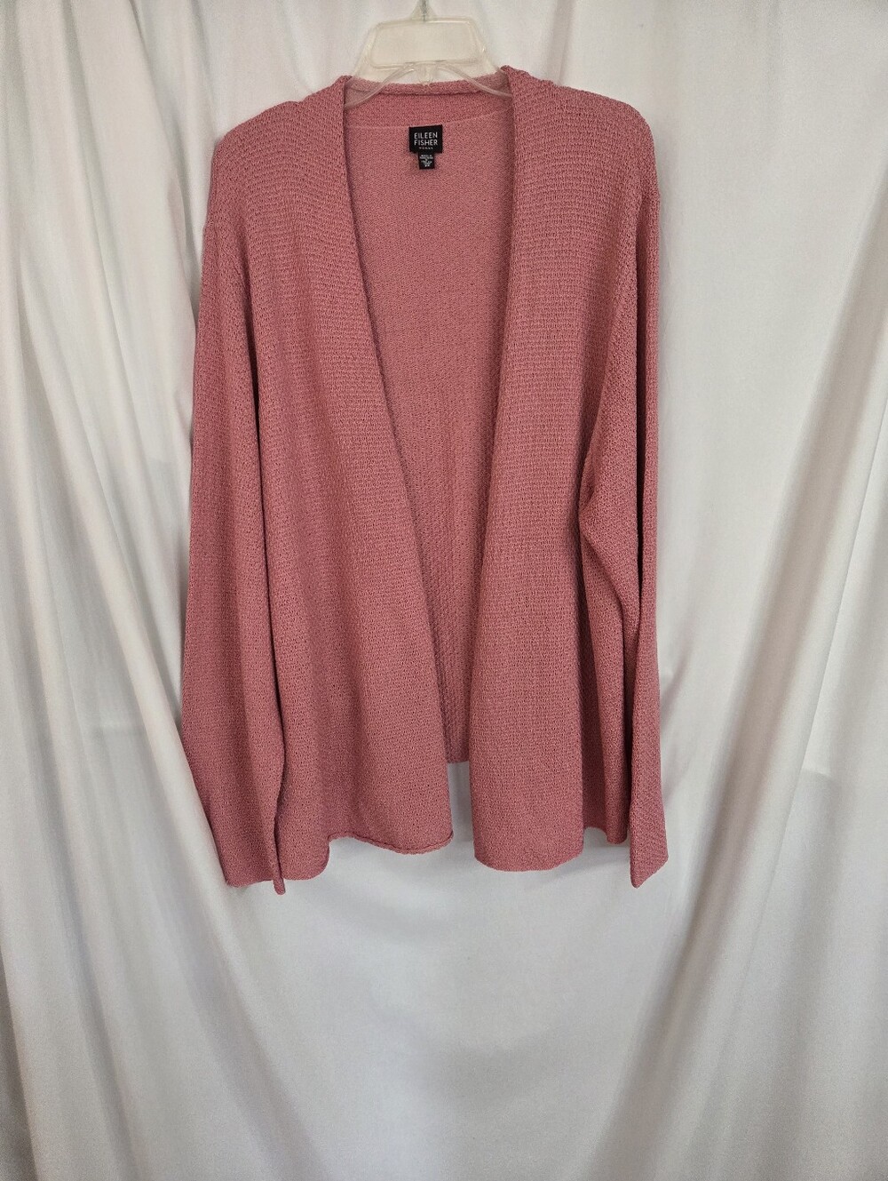 Eileen Fisher Dusty Rose Open-Front Knit Italian Yarn Cardigan Size 3X